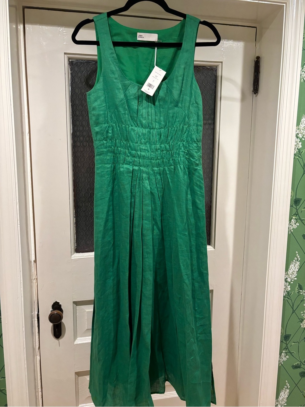 NEW WITH TAGS TORY BURCH Pleated Midi Dress in Linen - Picture 2 of 11